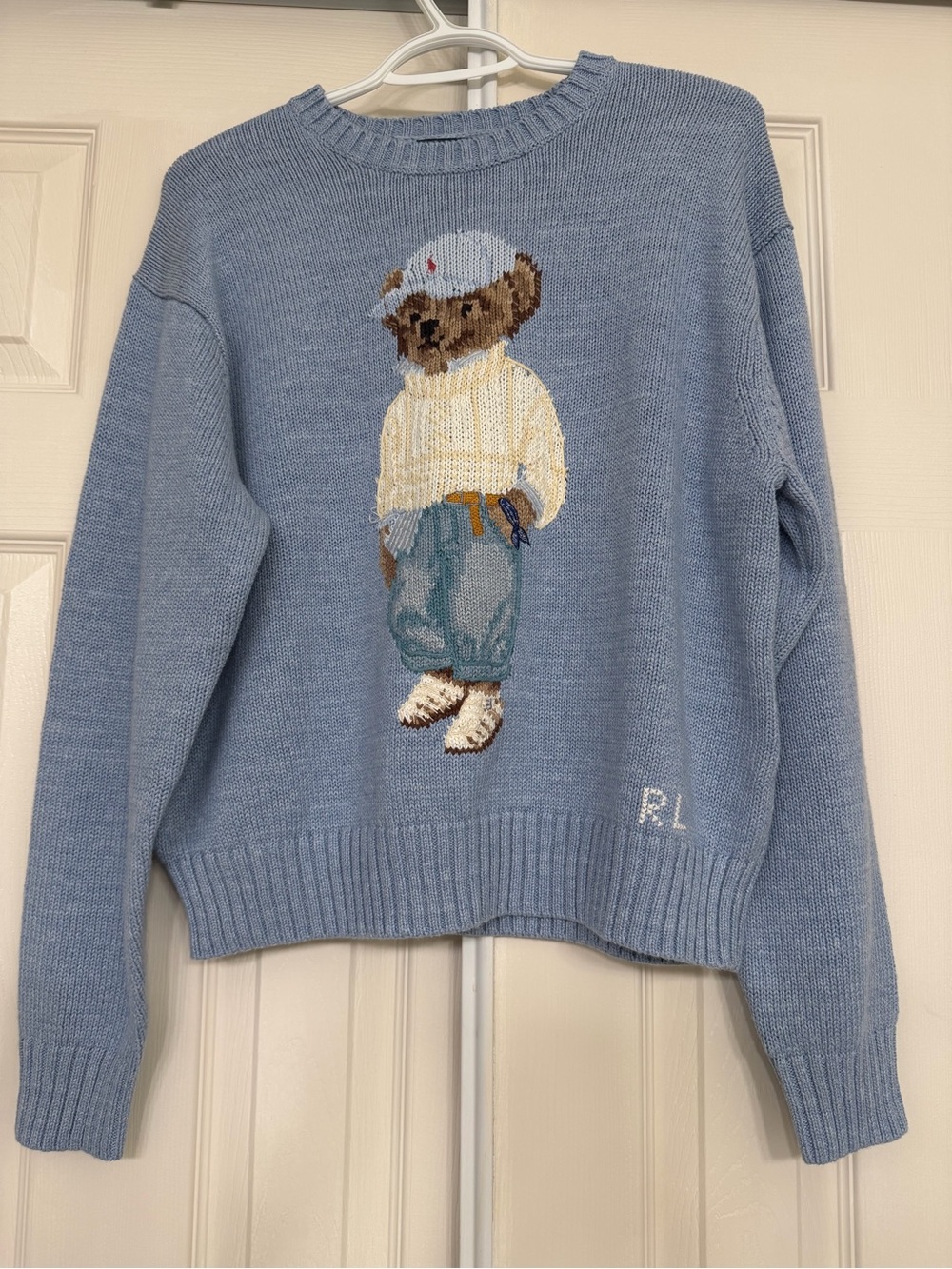 Ralph Lauren Light Blue Teddy Bear Knit Sweater - Picture 5 of 8